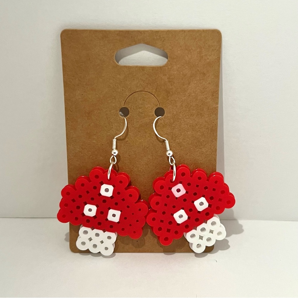 Pixel Mushroom Bead Earrings